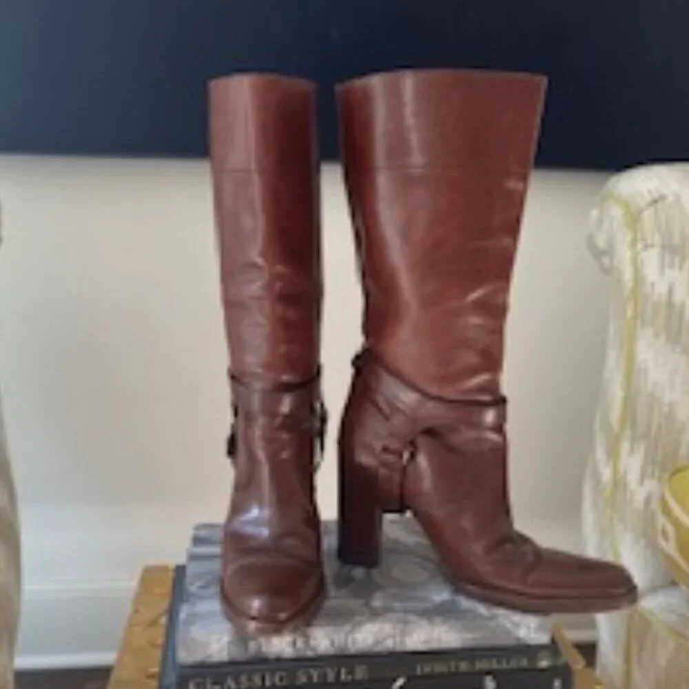 VINTAGE RARE MIU MIU Harness Italian Leather Heeled Luxury Boots - Size 8/8.5 N - Picture 15 of 16